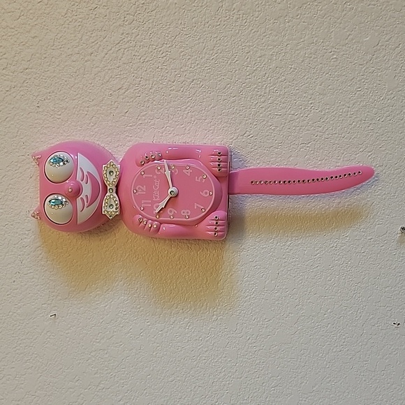 Jeweled Flamingo Pink Kit-Cat Klock clock SUPER RARE Vintage - Picture 3 of 6